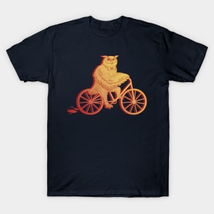 Owl on a Bike Orange T-Shirt